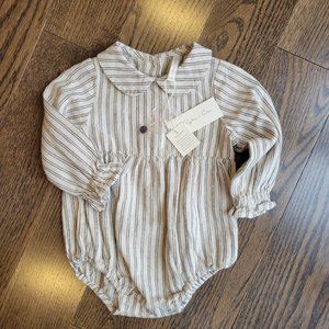 Rylee & Cru Cora Romper Black Pinstripe